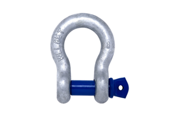 Curved shackle with threaded pin
