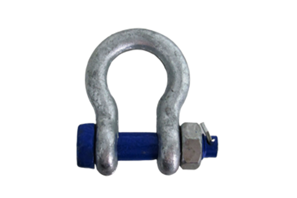 Curved shackle with pin, nut and cotter pin